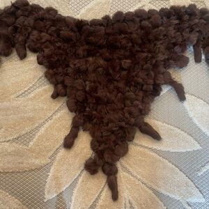Vintage 100 Real Rabbit fur Handmade Brown Knitted Scarf